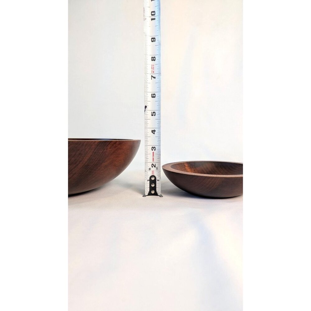 Vintage MCM Baribocraft salad bowl set handcrafted Canadian maple bowls utensils - Picture 5 of 13